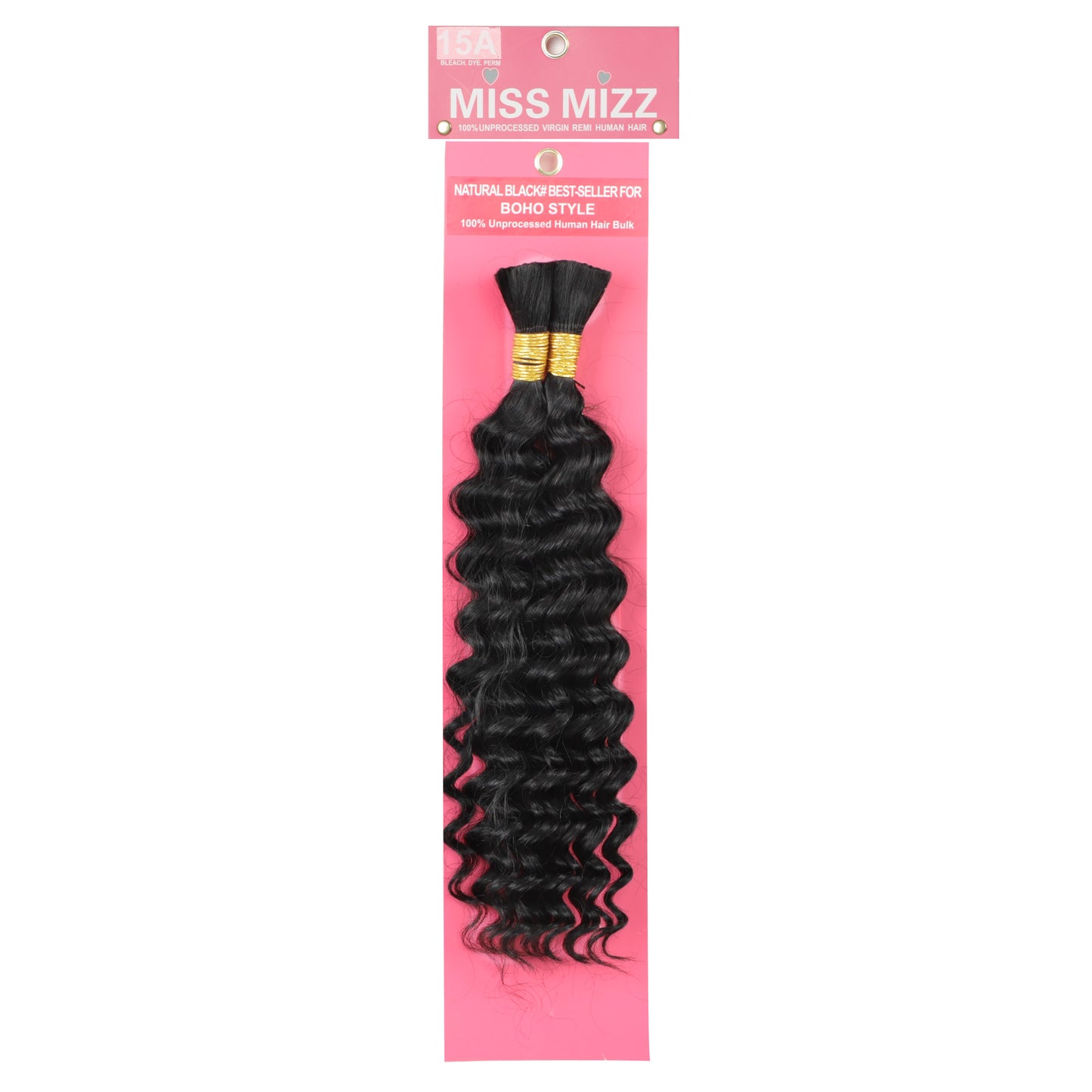 Missmizz #1B 18" Deep Bulk Human Hair for Boho Style