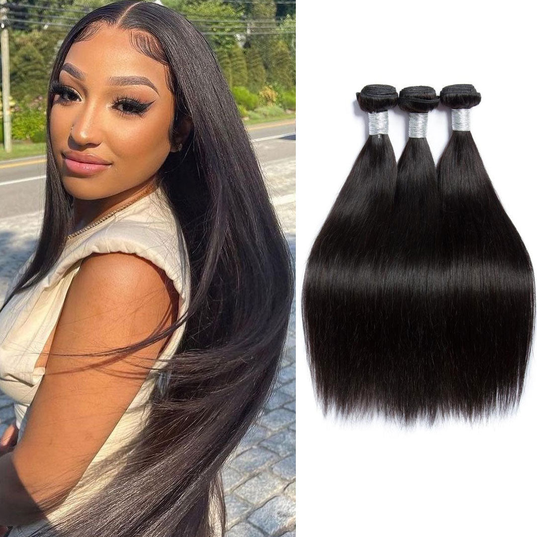 Missmizz Straight 10A 3 Bundles Brazilian Virgin Hair Extensions