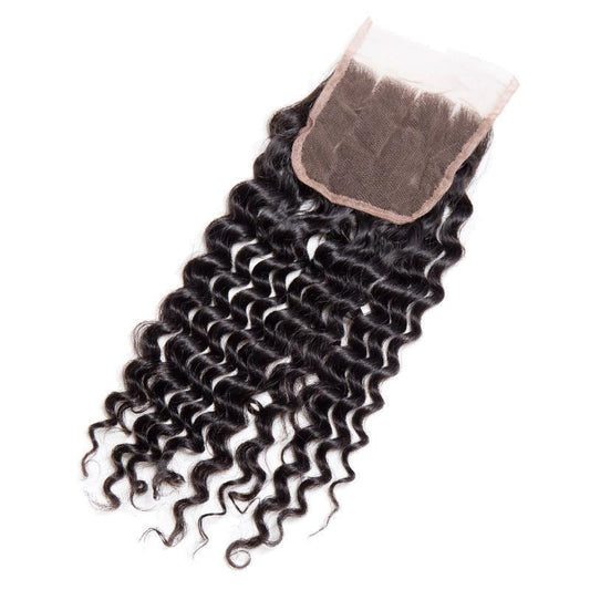 Missmizz 15A Deep Wave 4×4 Lace Closure Virgin Human Hair