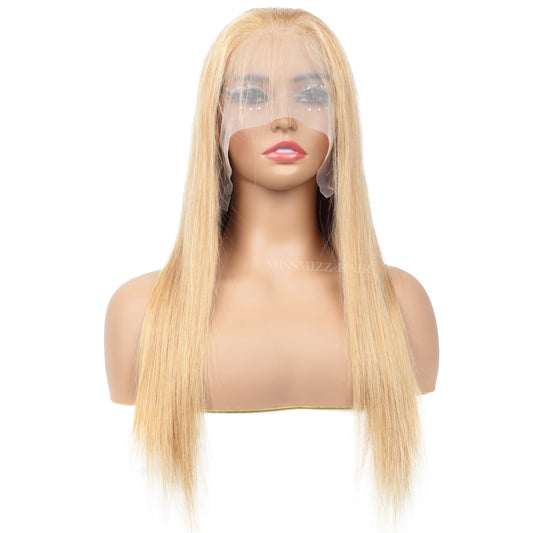 Missmizz #27 Honey Blonde Straight Hair 13×4 Full Frontal Lace Human Hair Wigs