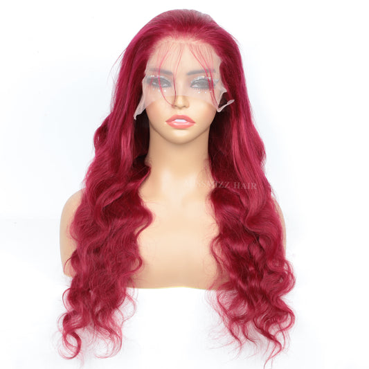 Missmizz Burgundy 99J Body Wave 13×4 Full Frontal Lace Human Hair Wigs