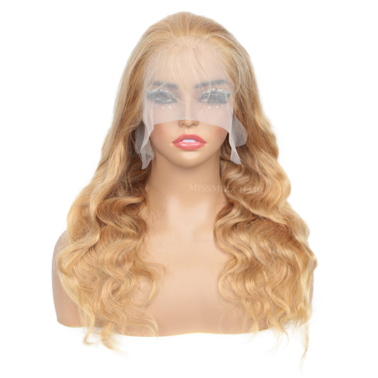 Missmizz #27 Honey Blonde Body Wave 13×4 Full Frontal Lace Human Hair Wigs