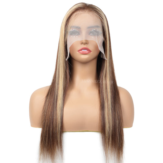 Missmizz #4/27/30 Highlight Straight Hair 13×4 Full Frontal Lace Human Hair Wigs