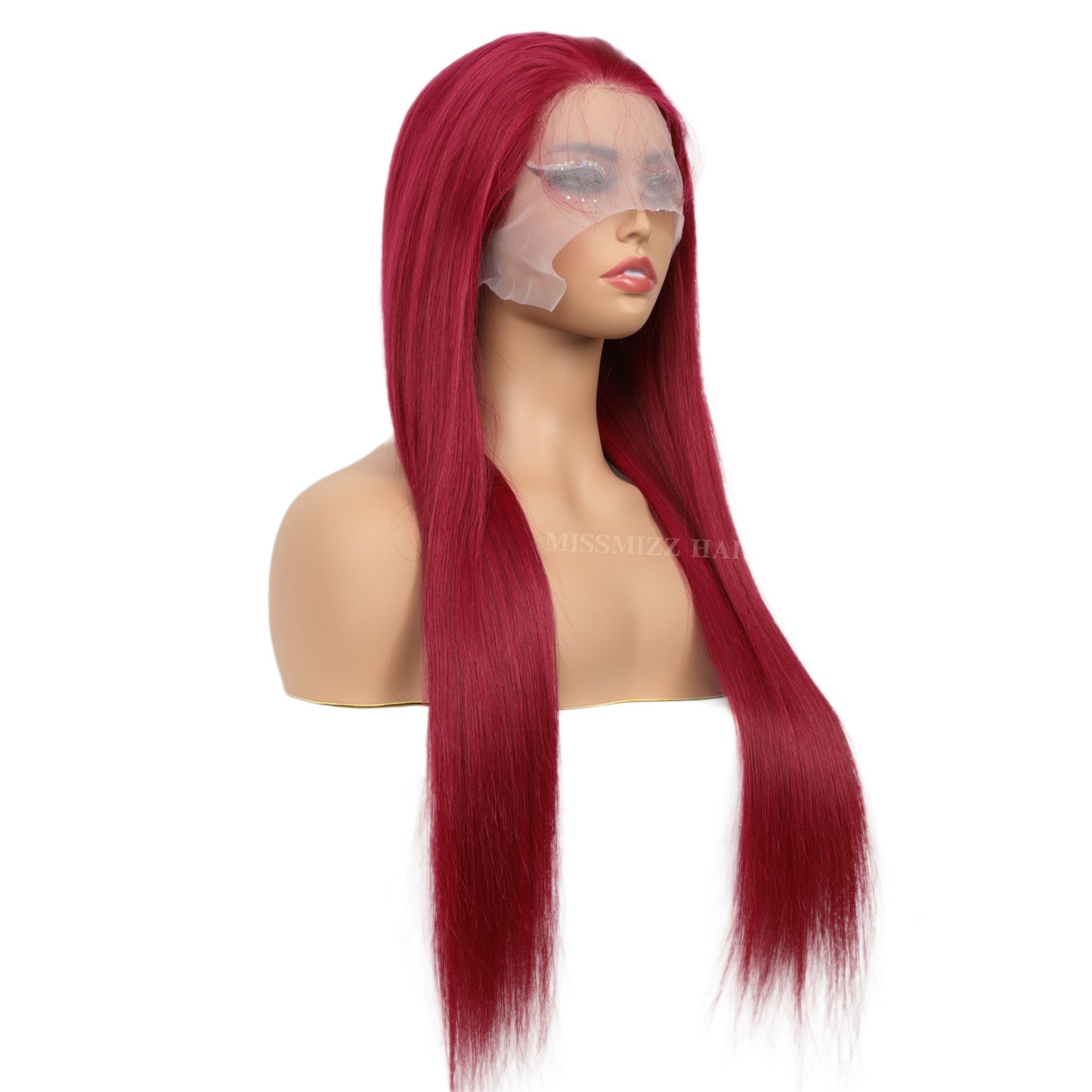 Missmizz Burgundy 99J Straight 13×4 Full Frontal Lace Human Hair Wigs